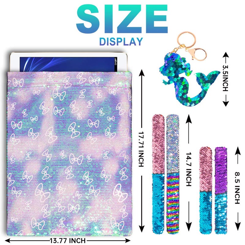 GA&EN Mermaid Reversible Sequin Drawstring Backpack/Bag Clear Iridescent Sequin+ Butterfly Shape Spotted Purple Fabric for Kids Girls One_Size - Image 5